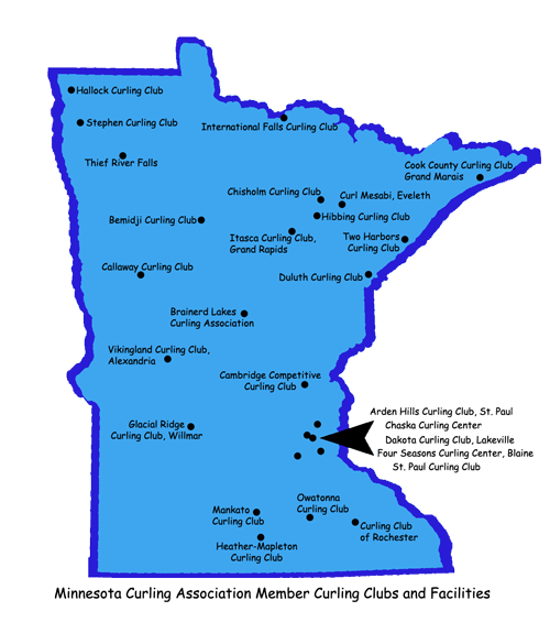 Map of Minnesota Curling Clubs
