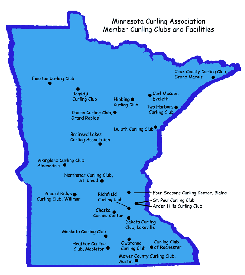 Map of Minnesota Curling Clubs