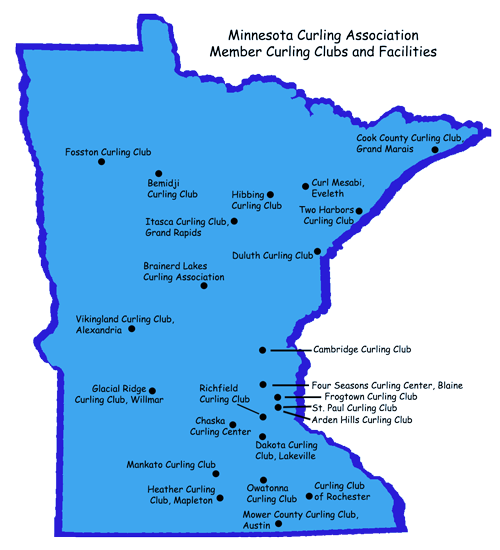 Map of Minnesota Curling Clubs